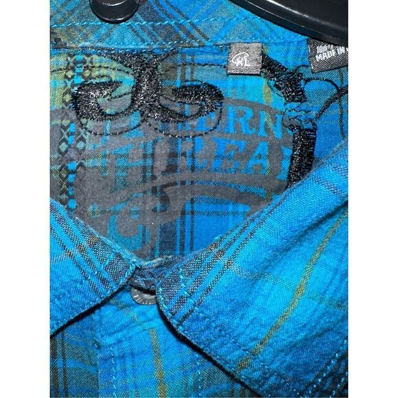 Western Shirt Men XL Pearl Snap Embroidered Rockabilly Rodeo Southern Thread - Picture 5 of 8